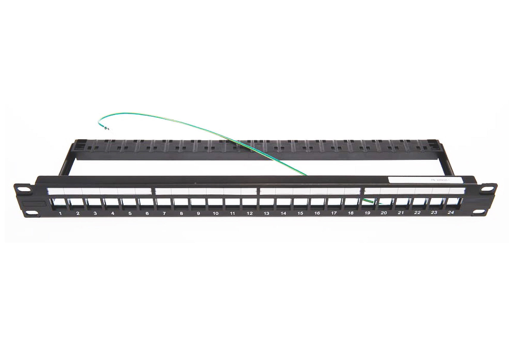 KJX style 1RU 24-Port patch panel with rear cable manager. Shielded