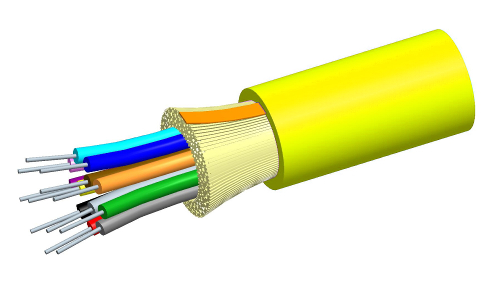 OS2 9/125um, Internal Distribution Cable, OD 5.5mm, ULSZH, 6 core fibre. Yellow. Cut length