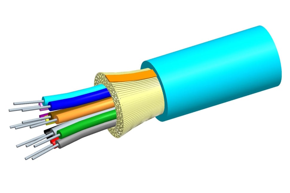 OM4 50/125um, Internal Distribution Cable, OD 6mm, ULSZH, 6 core fibre. AQUA. Cut length