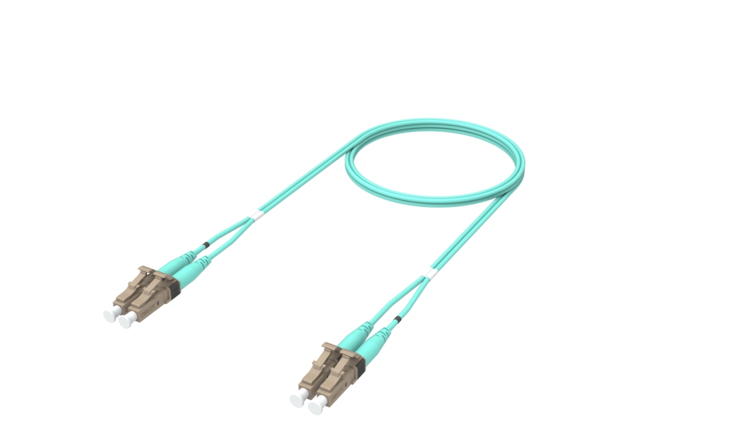 LC-LC Duplex_Beige connector_Aqua cable